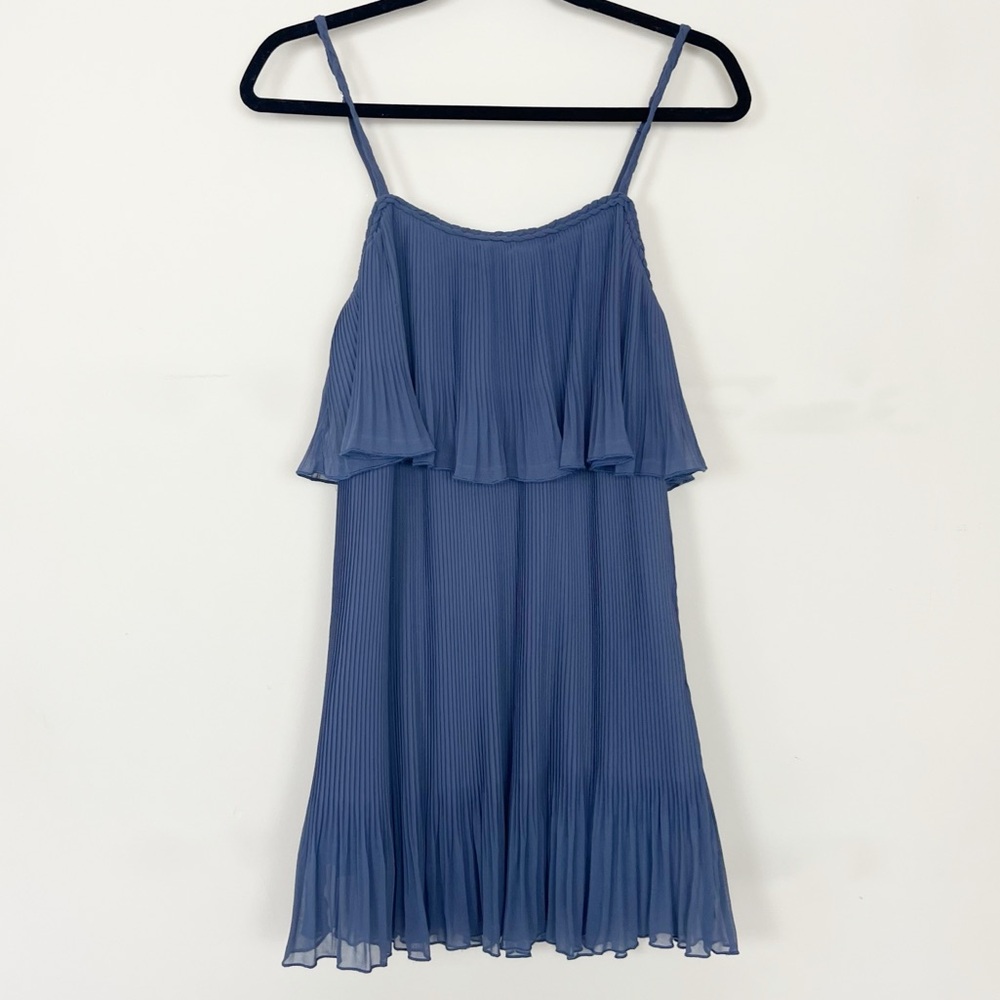 MUSTARD SEED PLEATED MINI DRESS IN BLUE SIZE SMALL SPAGHETTI STRAPS